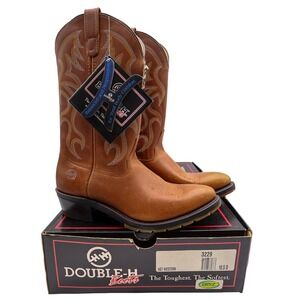 Double-H 3229 AG7 Western Work Boots Mens 10.5 D Brown Leather NWT Deadstock